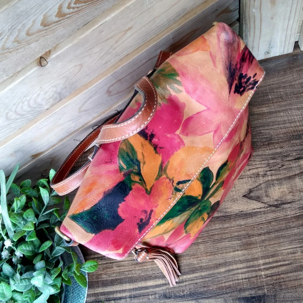 Patricia Nash “Luzille” Floral Leather Backpack in Excellent Condition